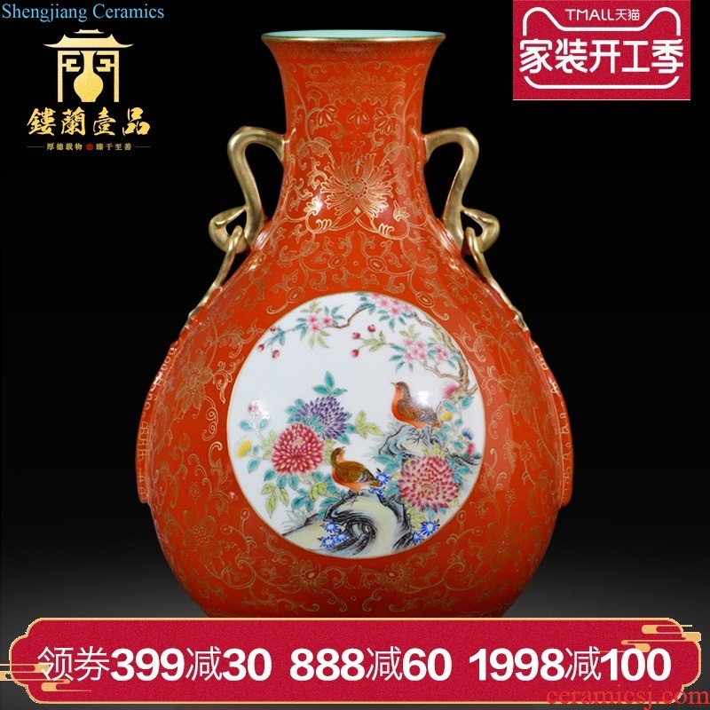 Jack imitation qing sharply jingdezhen ceramics glaze Jin Longshuang ear great vase Chinese style household adornment furnishing articles