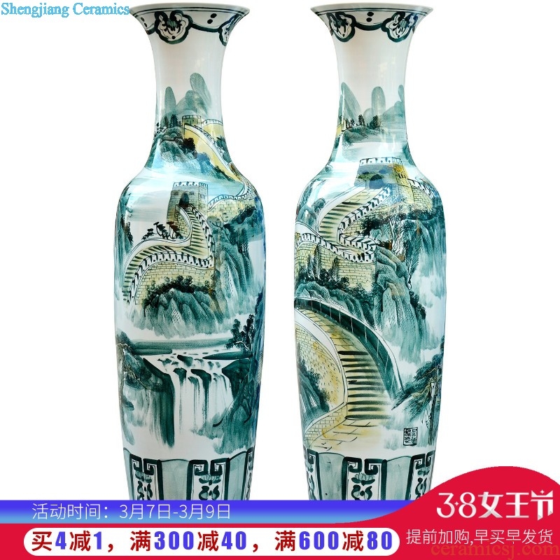 Jingdezhen ceramic floor big red golden vase modern Chinese style household hotel decoration furnishing articles large living room