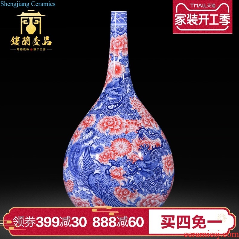 Jingdezhen ceramics hand-painted famille rose flower vase creek in qingkuang new Chinese style household adornment TV furnishing articles