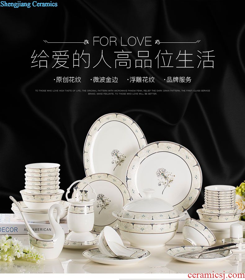 Jingdezhen blue and white porcelain glair bone porcelain tableware Chinese style of eating food dishes to eat bowl high-grade dishes suit household