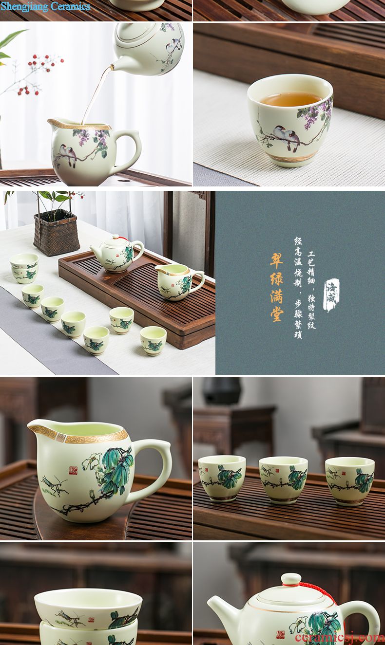 Jingdezhen antique collection 8 head double colored enamel tea set Imperial pastel principal Tea tray cup suit the teapot