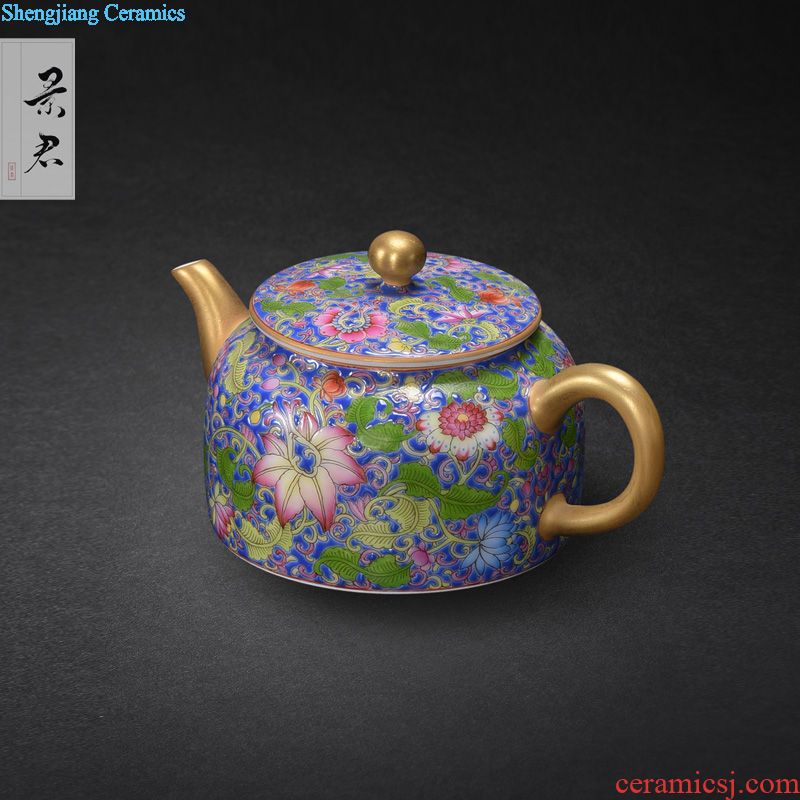 JingJun hand-painted ji blue colored enamel kung fu tea teapot jingdezhen pure manual color glaze ceramics little teapot