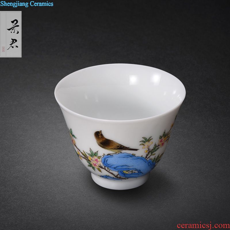 Jingdezhen hand-painted alum red color sample tea cup JingJun live long and prosper ceramic cups small master cup single cup