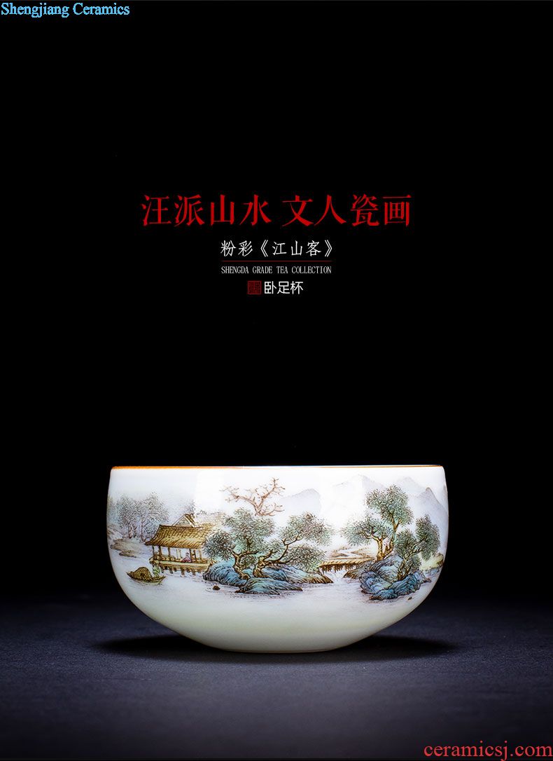 Santa teacups hand-painted ceramic kungfu pastel "lushan mountain pine organ" sample tea cup single cup hand of jingdezhen tea service