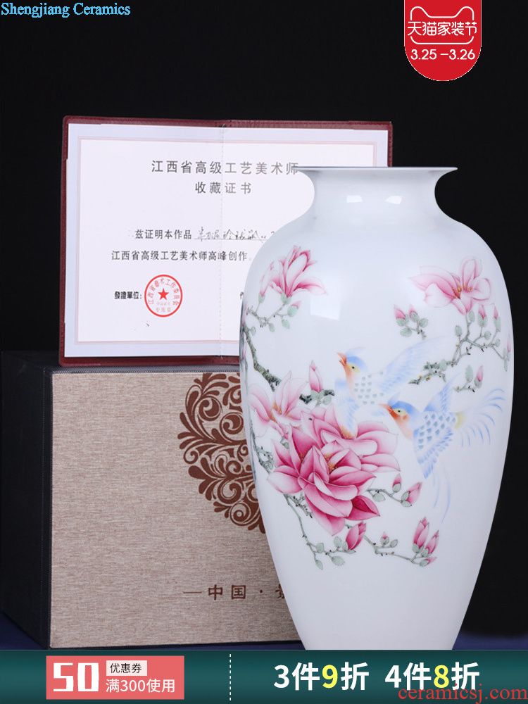 Jingdezhen ceramics furnishing articles imitation Ming xuande blue hand-painted sea dragon plum bottle home TV ark adornment