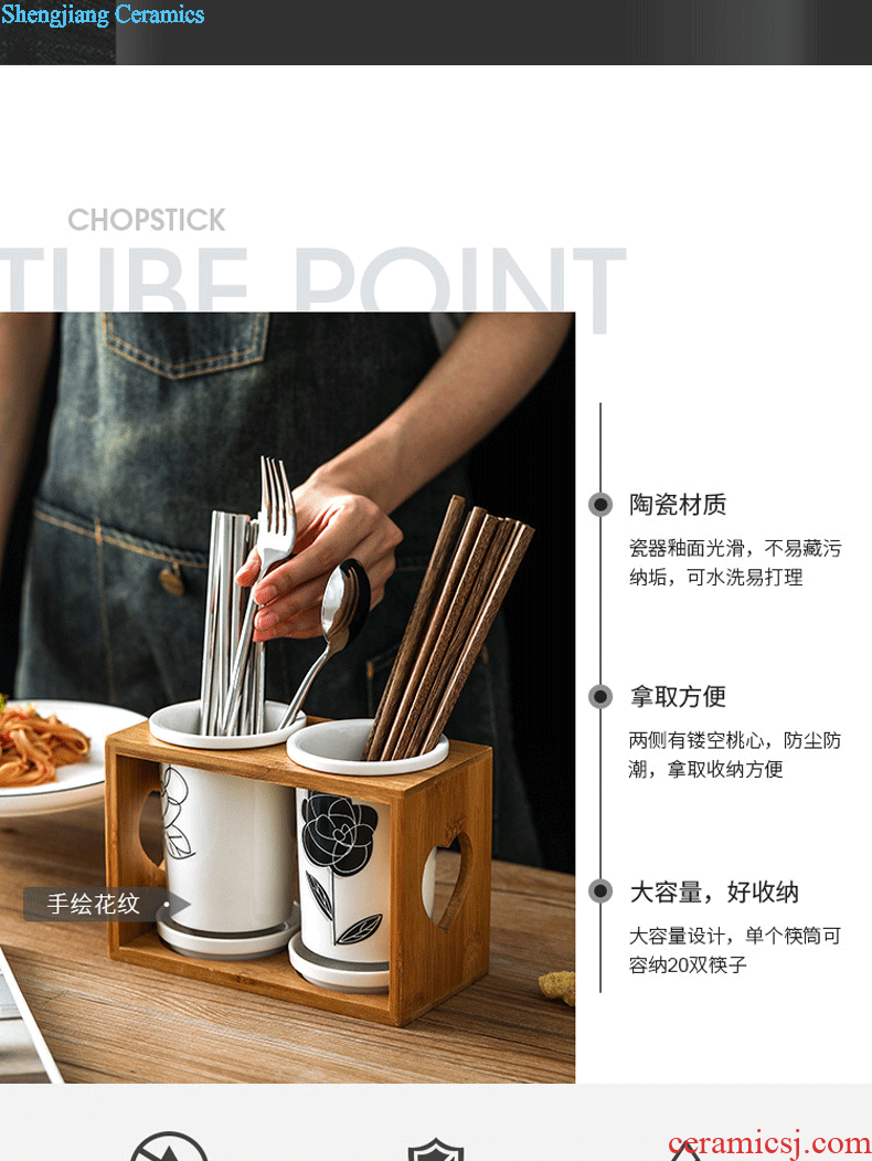 Nordic creative ceramic seasoning jar of Japanese kitchen condiment GuanPing suit double-layer covered six times seasoning box of pepper pot