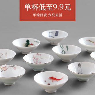Drink to hand-painted ceramic small cup xuan wen sample tea cup kung fu tea tea cup tea zero with a single hat to cup