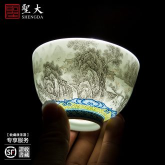 Santa teacups hand-painted archaize ceramic kung fu mei to antique blue ice grain tea sample tea cup of jingdezhen tea service