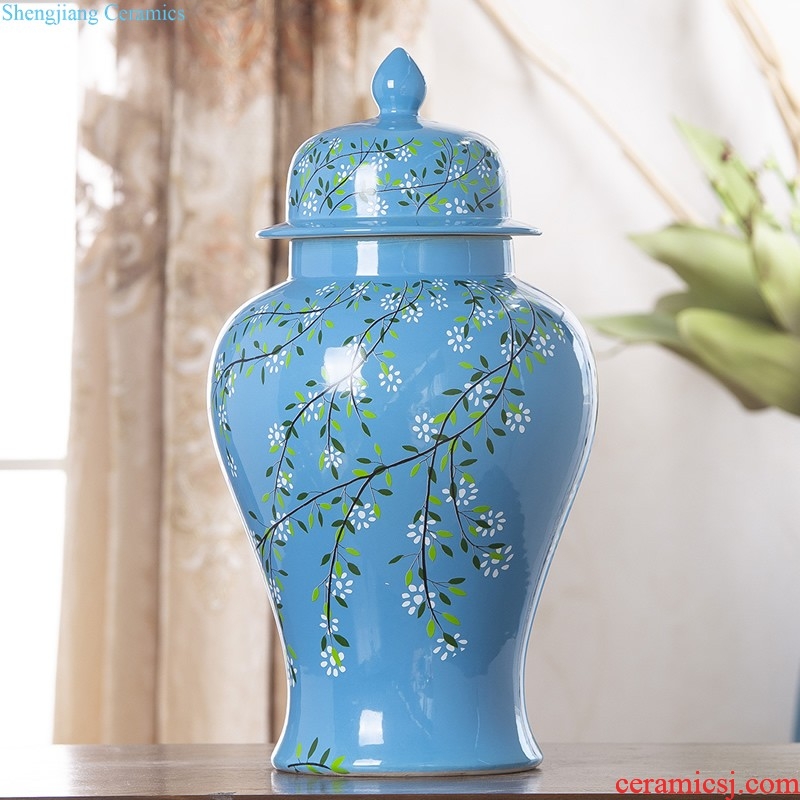 Jingdezhen ceramic vase furnishing articles new Chinese style living room decoration flower arranging dried flower general tank household soft adornment