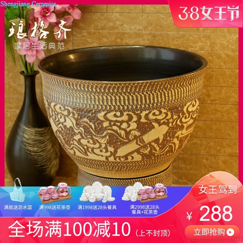 The package mail JingDe ceramic art basin mop pool mop mop mop pool - fangyuan blue peony