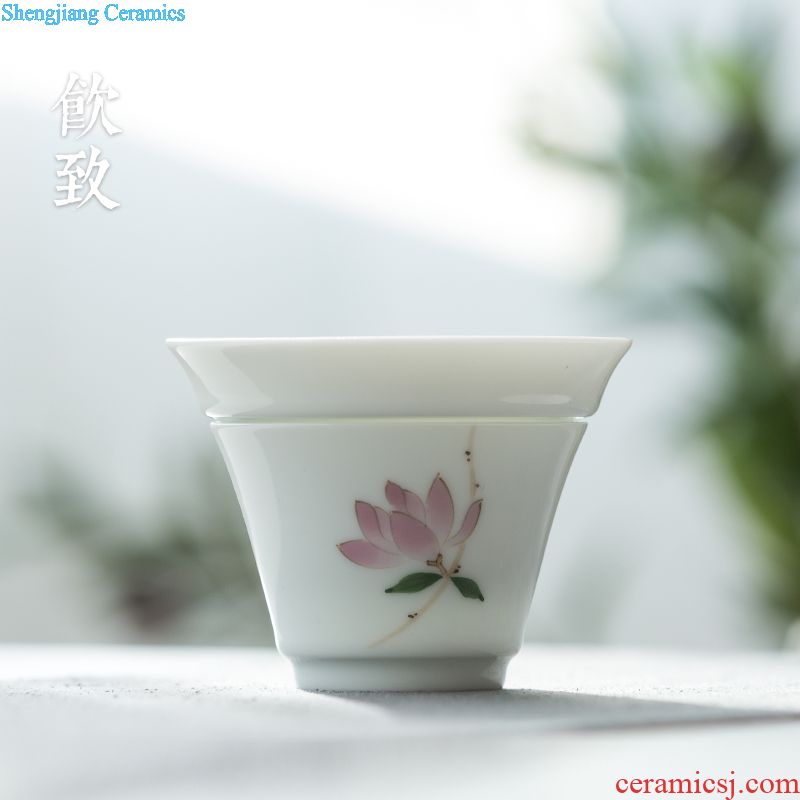 Drink to small three only tureen hand-sketching jingdezhen blue and white porcelain enamel cups tea bowl thin foetus tea by hand