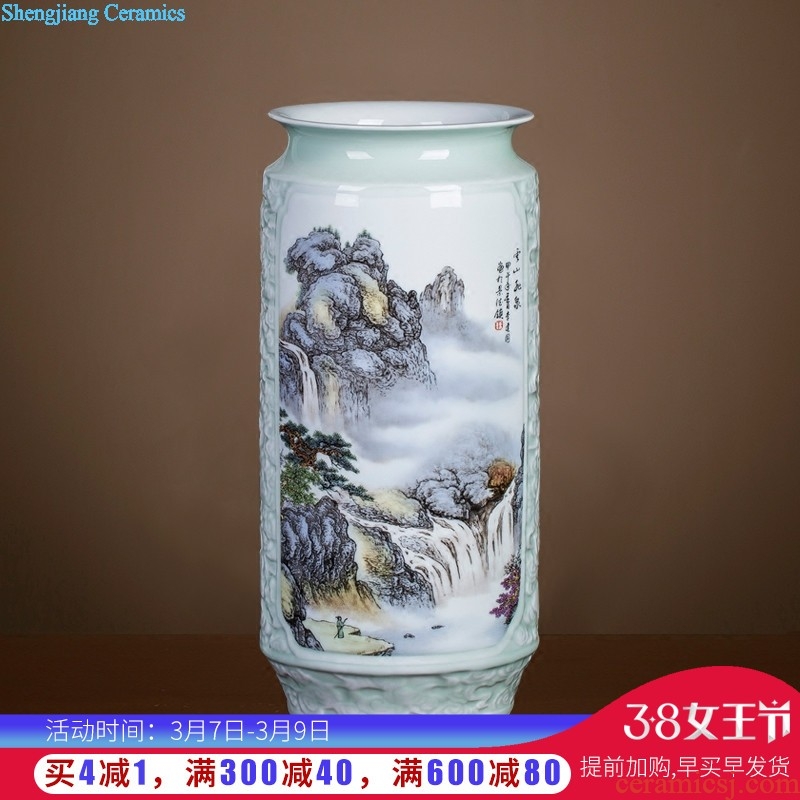 Jingdezhen ceramics vase sitting room place famous master hand draw pastel rich ancient frame home decoration decoration