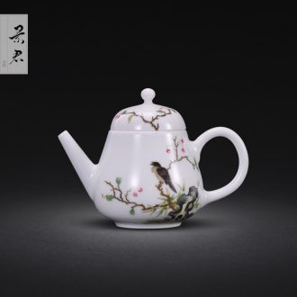 Jingdezhen manual powder enamel teapot small household kung fu tea pot JingJun ceramic teapot flower pot of tea