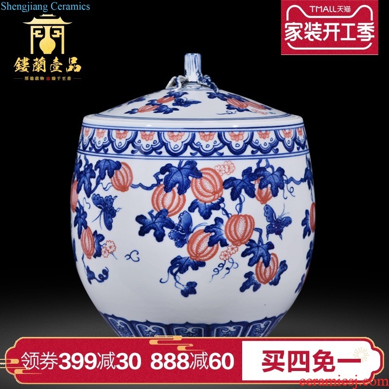 Jingdezhen ceramics hand-painted heavy pastel large caddy prosperous ITO sitting room adornment collection furnishing articles