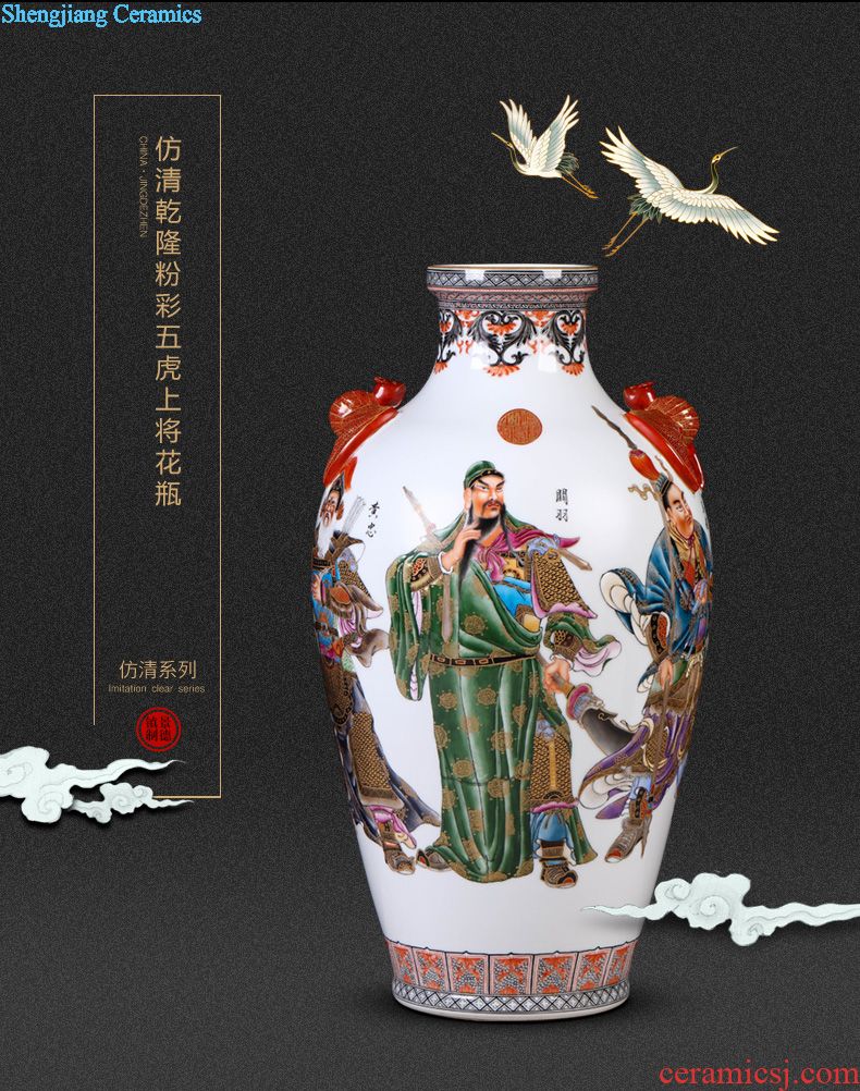 Jingdezhen ceramic vase imitation qing qianlong enamel color peacock flower implement Chinese style household adornment play furnishing articles