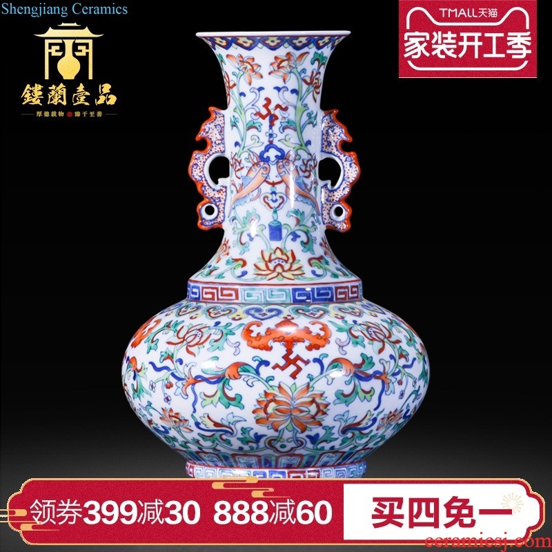 Jingdezhen ceramics blue colour imitation qing qianlong offering dragon mei bottle of flower vases, house sitting room adornment furnishing articles