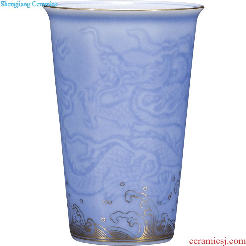 The big blue and white LuYan masters cup jingdezhen porcelain hat cup hand-painted archaize kung fu tea tea sample tea cup