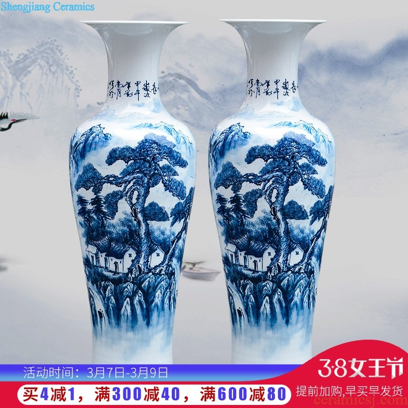 Hand-painted fruits of large vase blue and white porcelain of jingdezhen ceramics living room TV ark adornment furnishing articles