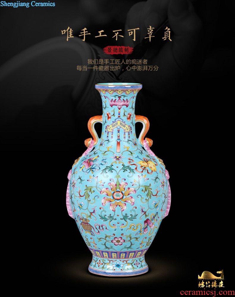 Jingdezhen ceramics imitation qing qianlong enamel vase new Chinese flower arrangement sitting room adornment rich ancient frame furnishing articles