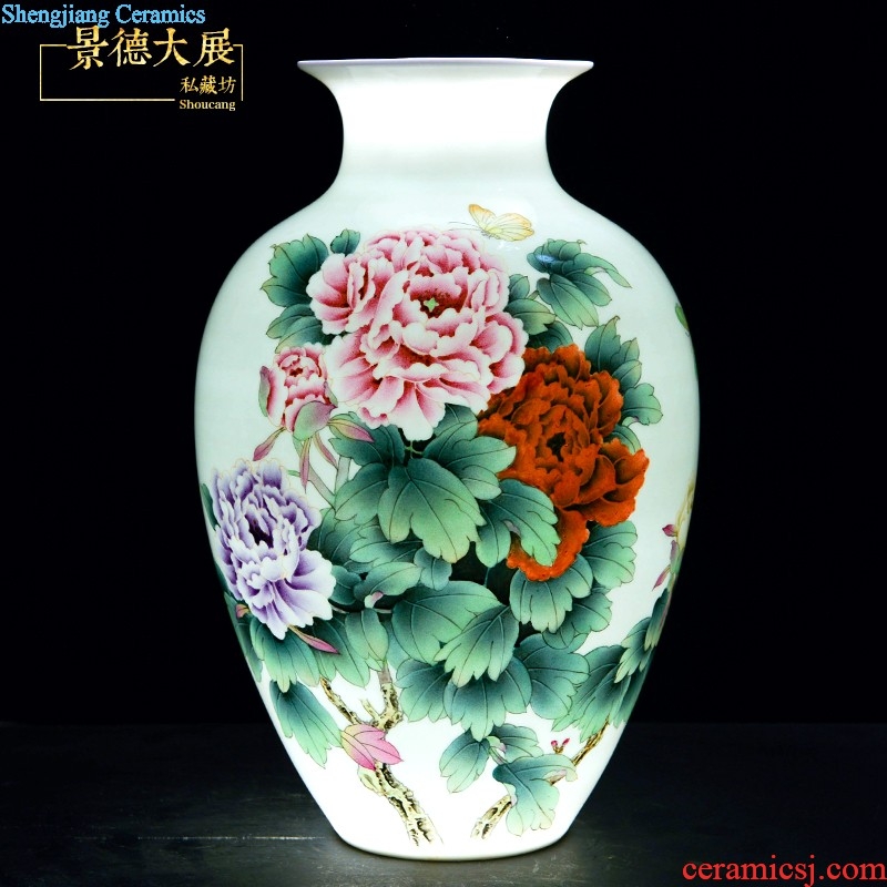 Jingdezhen ceramics hand-painted vases, flower arranging new Chinese style household adornment handicraft sitting room half a knife mud furnishing articles