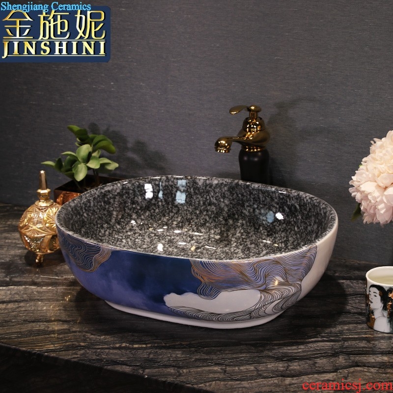 On the ceramic basin sink household toilet basin washing a face wash gargle oval small and pure and fresh art basin