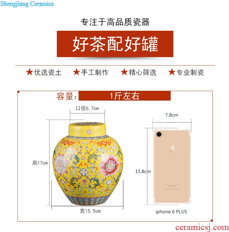 Jingdezhen ceramic manual tong qu caddy of new Chinese style household pu-erh tea seal save receives a large