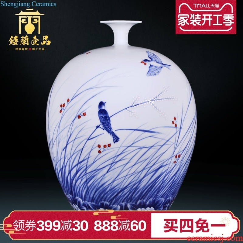 Jingdezhen ceramics antique flower vase new Chinese style sofa background of modern living room TV ark home decoration