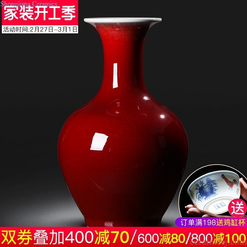 Jingdezhen ceramics Beaming quiver pastel yellow vase Modern home sitting room handicraft furnishing articles