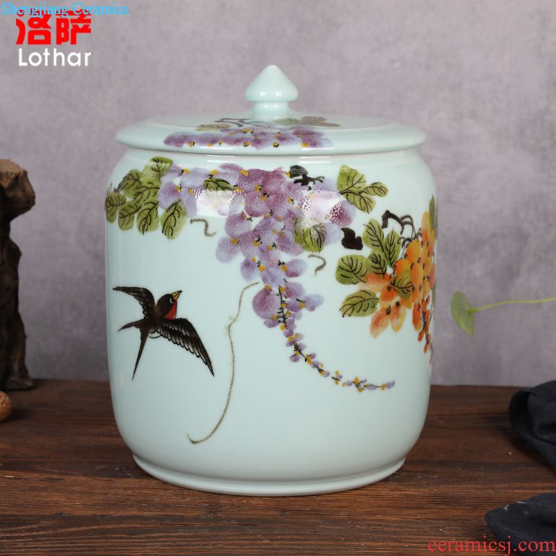 Jingdezhen ceramic aquarium Aquarium goldfish tropical fish turtle cylinder Ceramic tank birdbath A tank that occupy the home