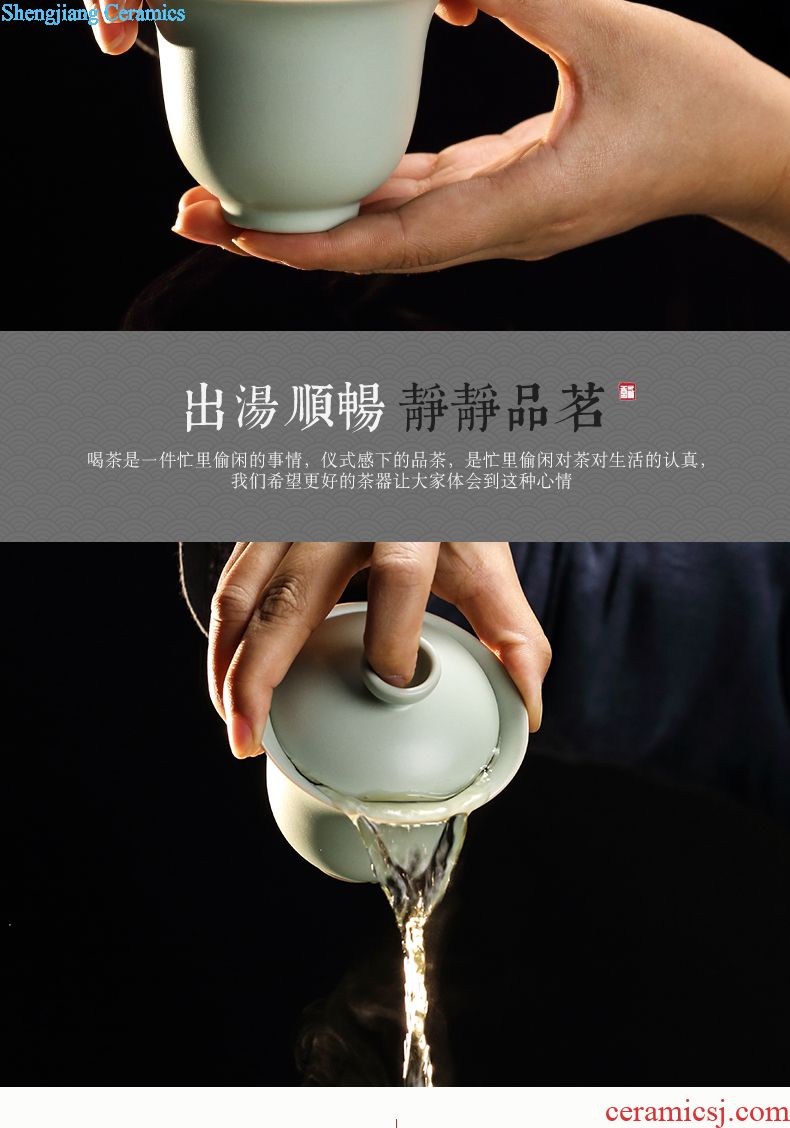 The three frequently tureen suit household sample tea cup of jingdezhen ceramic hand-painted kung fu tea set S13006 blue tie up branches