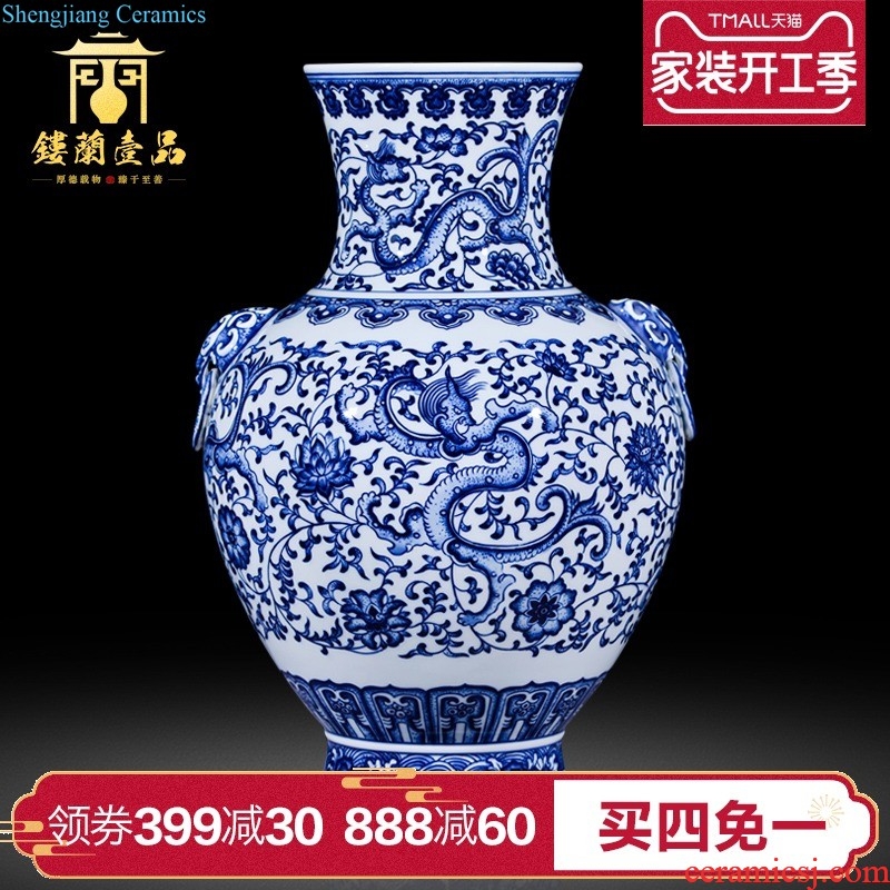 Jingdezhen ceramic hand-painted archaize famille rose porcelain vase new Chinese style living room porch household TV ark adornment furnishing articles