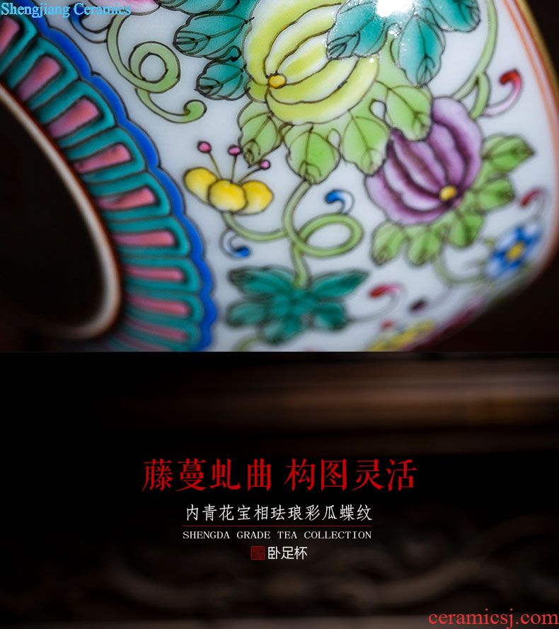 Santa teacups hand-painted ceramic kungfu pastel lanqiu chrysanthemum figure sample tea cup cup all hand of jingdezhen tea service master