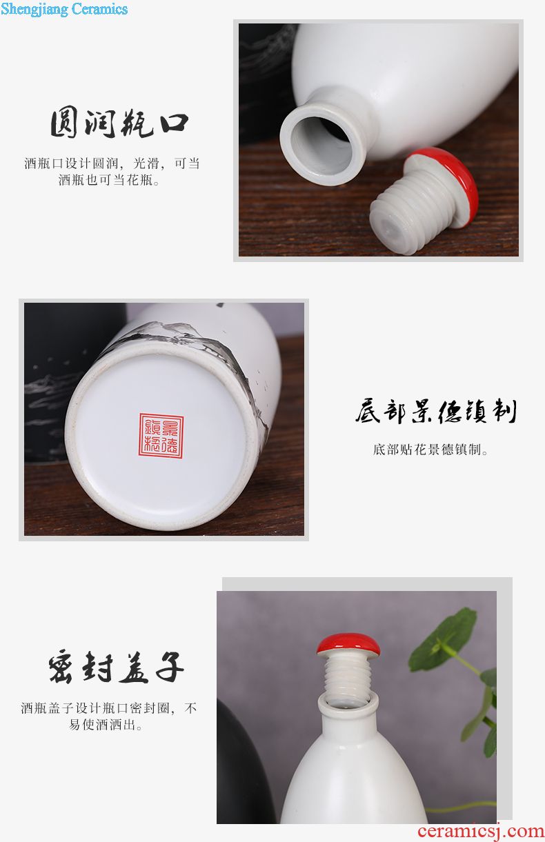 Jingdezhen ceramic barrel barrels 20 jins 30 jins 50 kg of household moistureproof with cover oil cylinder cylinder tank surface tea cake tin