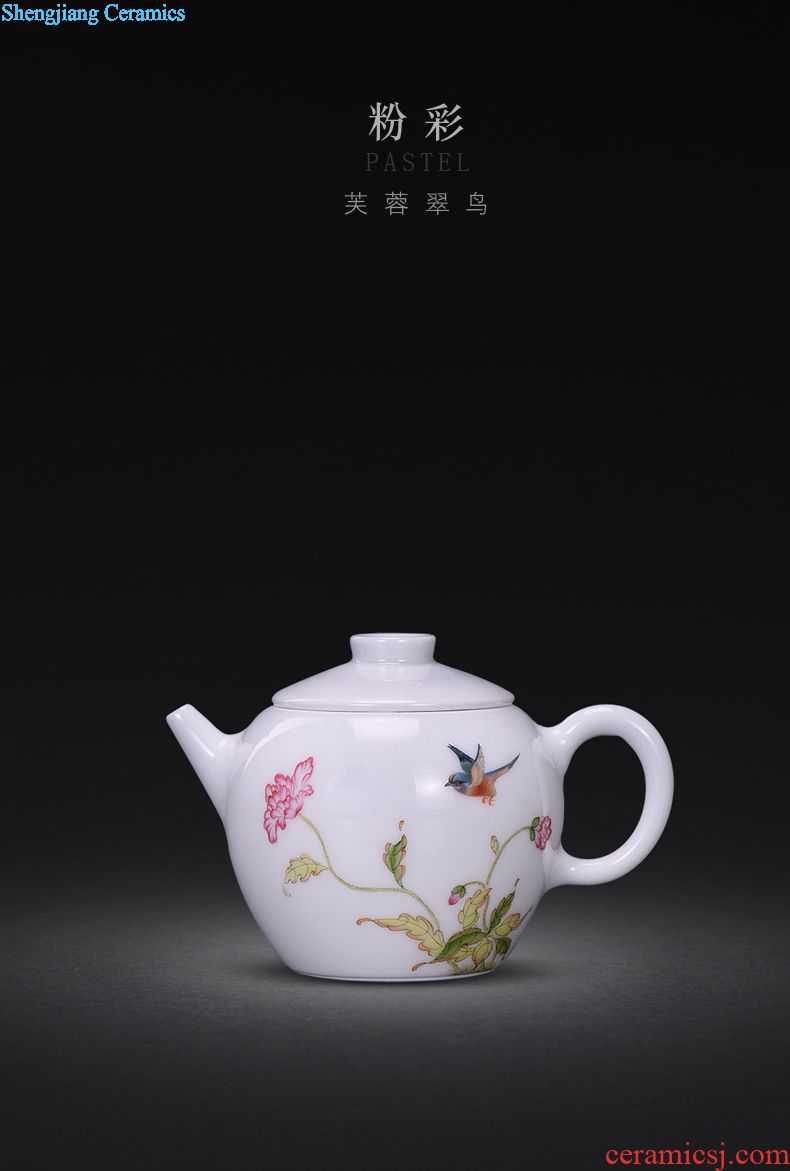 Jingdezhen manual colored enamel teapot tea table JingJun kung fu tea pot home small teapot ceramic teapot