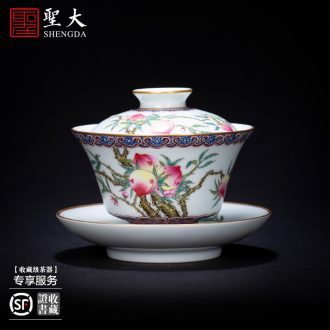 Santa teacups hand-painted ceramic kungfu antique blue-and-white edging pastel fold branch melon sample tea cup of jingdezhen tea service
