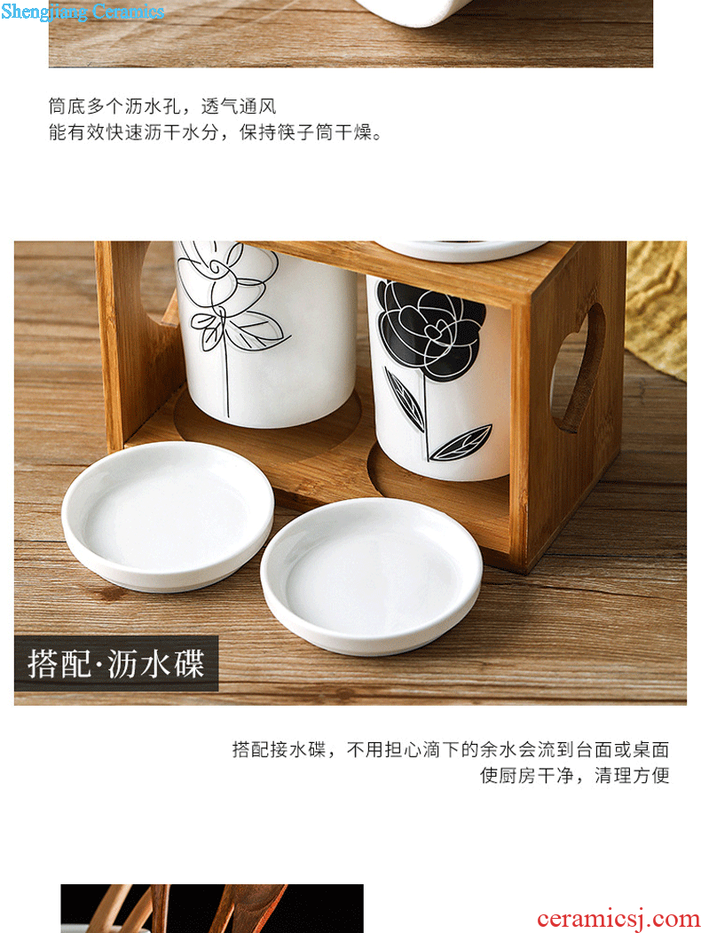 Nordic creative ceramic seasoning jar of Japanese kitchen condiment GuanPing suit double-layer covered six times seasoning box of pepper pot