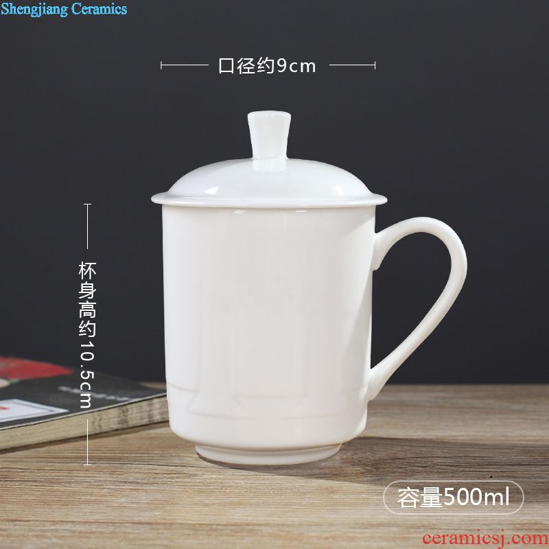 Jingdezhen ceramic cup with cover bone China large ceramic cups water glass cup gift cup custom office meeting