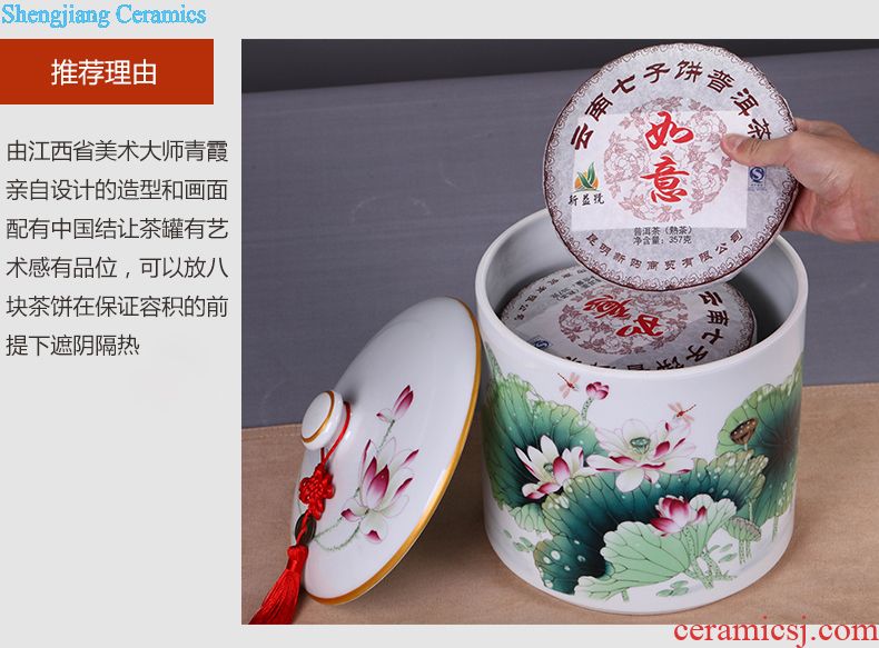 Jingdezhen ceramic grain storage tank food grains, sealed cans household caddy receive a case storage tanks