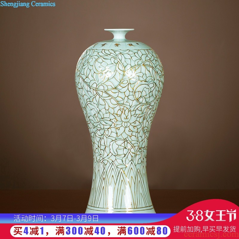 Jingdezhen ceramics hand-painted painting and calligraphy scrolls cylinder barrel large sitting room ground of blue and white porcelain vase calligraphy and painting to receive barrels