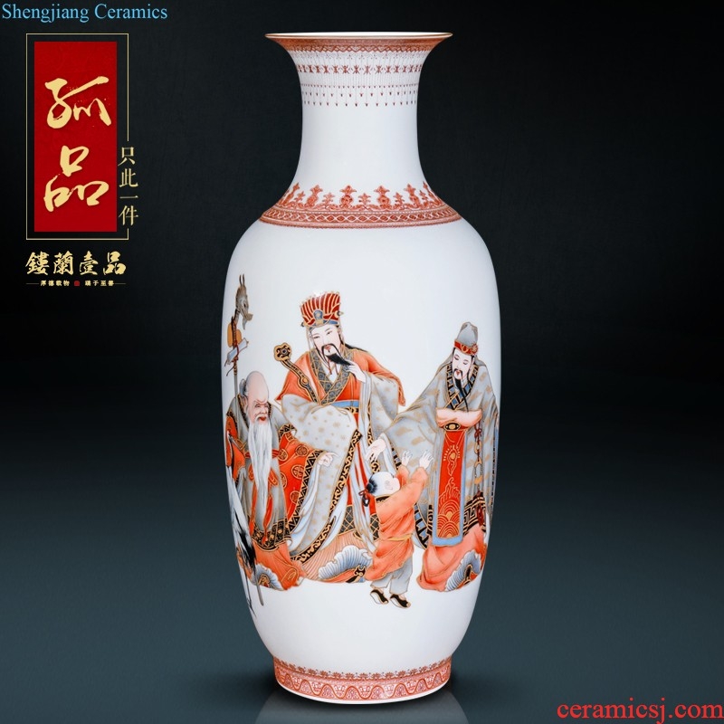 Jingdezhen ceramics hand-painted large dried flower vase planting Chinese style household sitting room porch handicraft furnishing articles