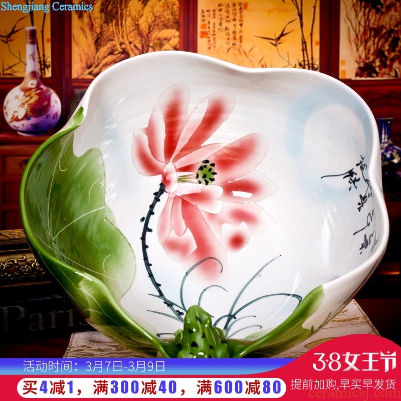 Z025 jingdezhen chinaware paint edge bone China prosperous decorative plate of the sitting room adornment is placed large