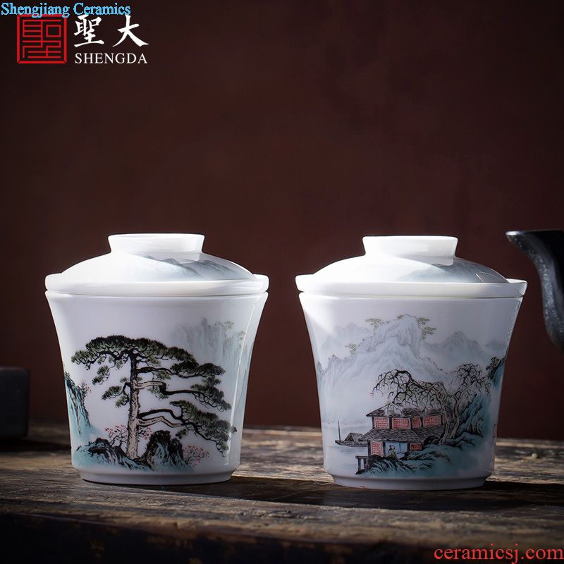 Santa jingdezhen porcelain) hand painted blue glaze enamel "bat moire") all hand tea set