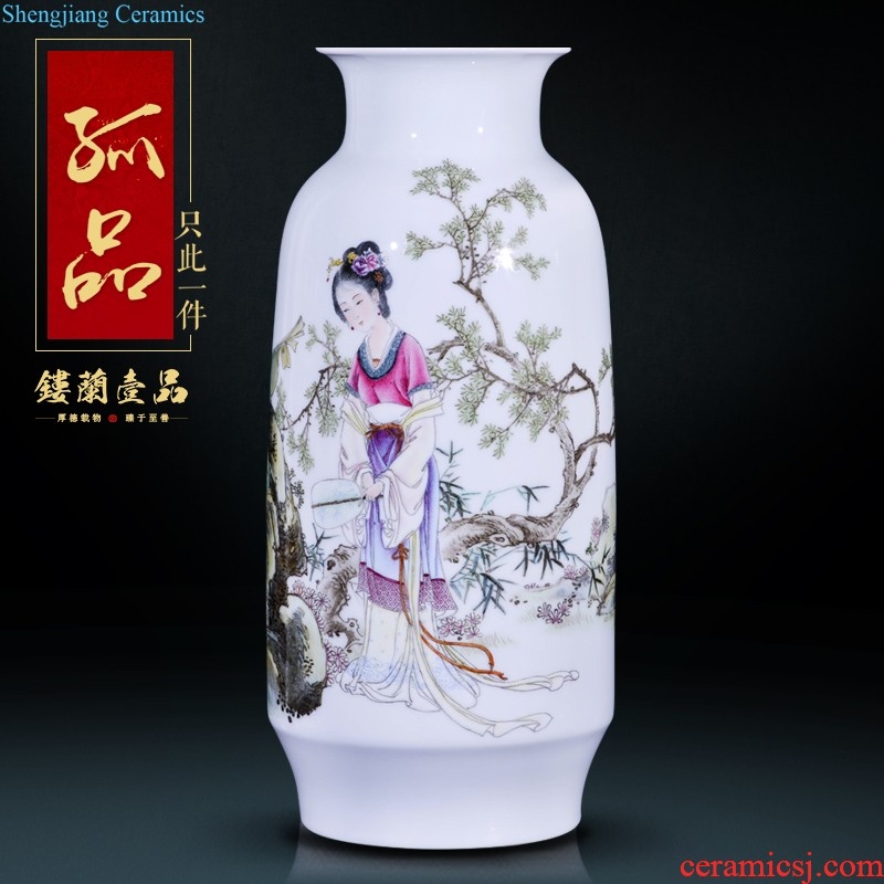 Master of jingdezhen ceramics hand-painted pastel landscape decoration vase sitting room furniture collection of new Chinese style furnishing articles