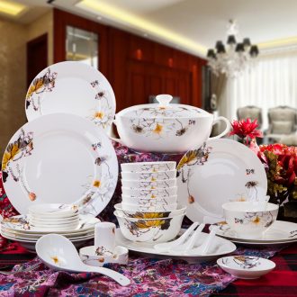 Cutlery set bowl home dishes jingdezhen colored enamel Chinese emperors Huang Guyan tableware set bowl gift box