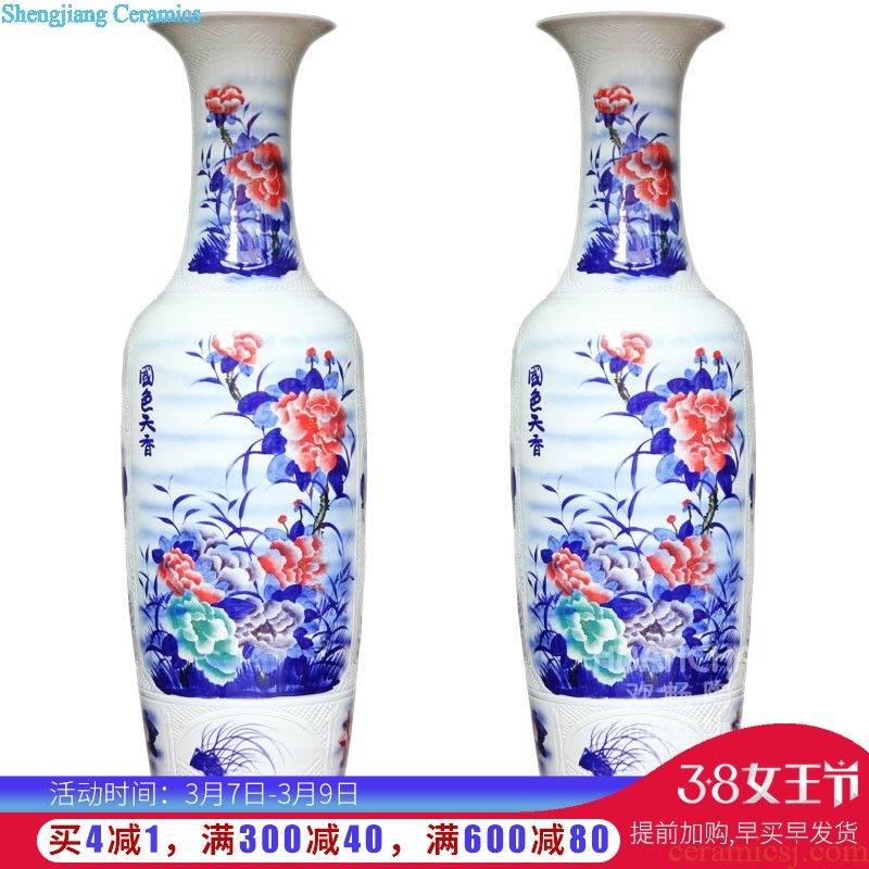 Jingdezhen ceramics hand-painted creative Chinese big vase home sitting room adornment is placed large landing crafts