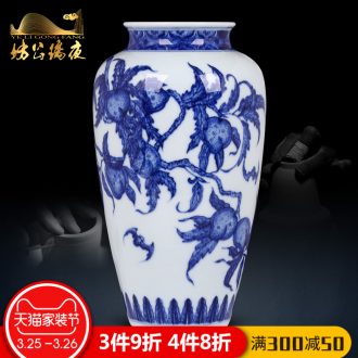 Jingdezhen blue and white jubilee ShouFuLu vase household ceramics furnishing articles imitation qing yongzheng flower arrangement sitting room adornment