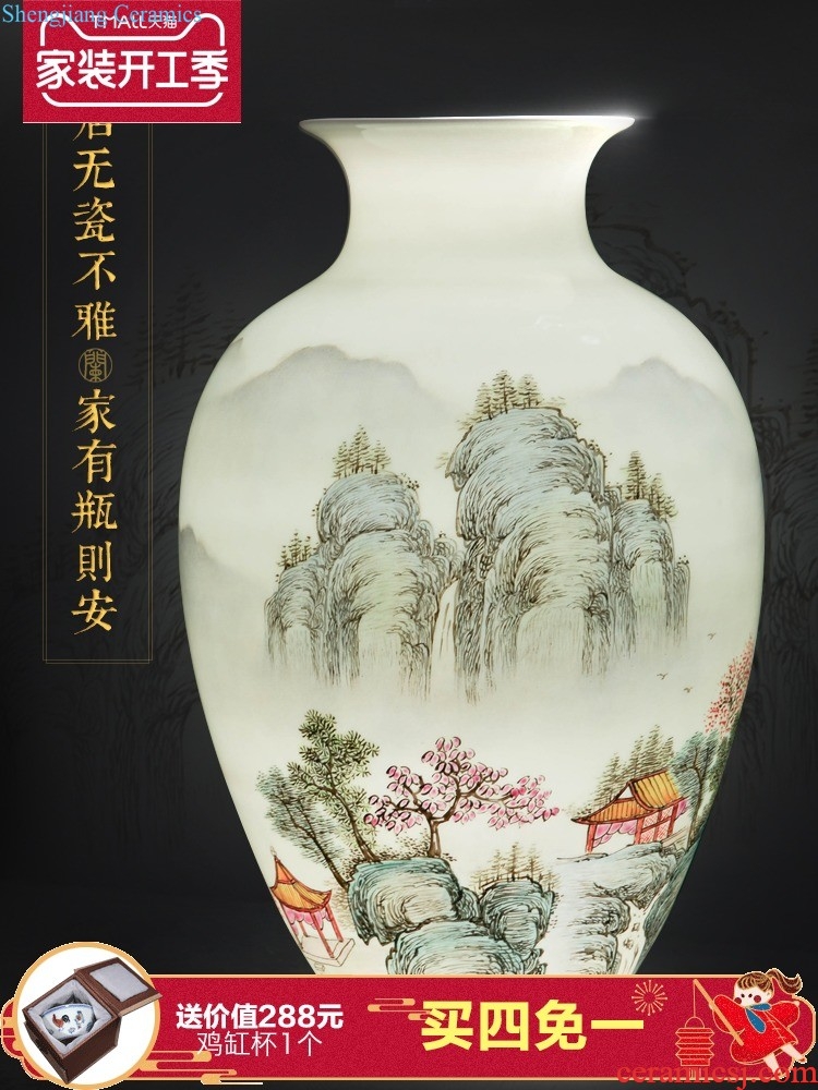 Jingdezhen ceramic master hand painted porcelain vase furnishing articles of new Chinese rich ancient frame sitting room decoration wedding decoration