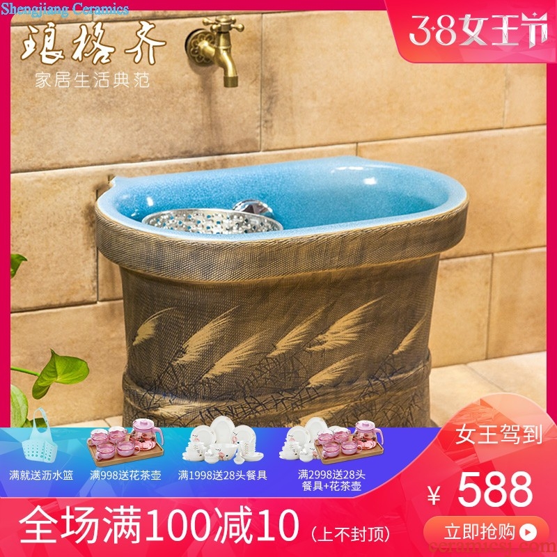 Koh larn, qi ceramic wash mop pool mop pool balcony mop pool mop basin bathroom mop bucket red-violet tent