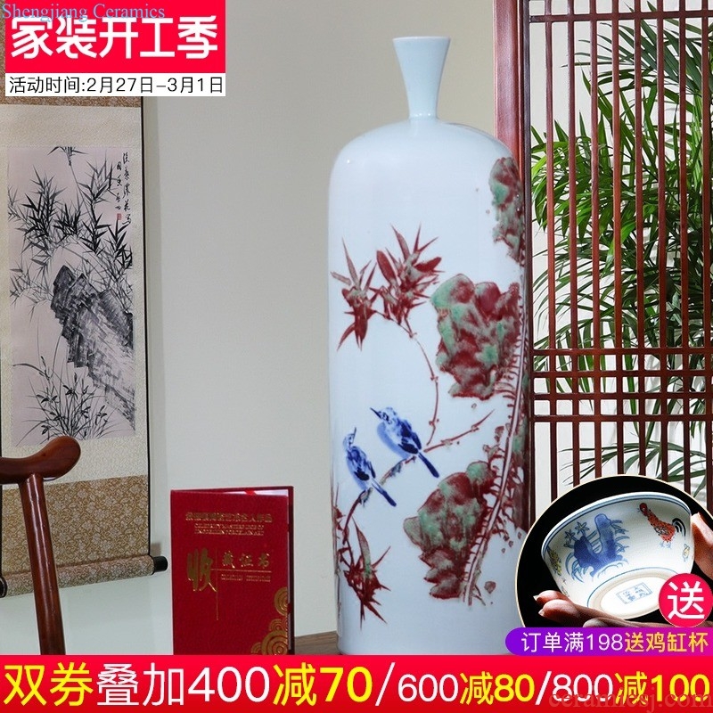 Jingdezhen ceramic creative hand blue and white porcelain vase flower arranging place of new Chinese style restoring ancient ways home sitting room adornment