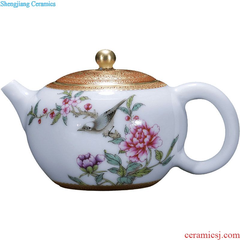 Holy big teapot hand-painted ceramic kung fu cui edge with pastel CongJu teapot single pot of hand of jingdezhen tea service